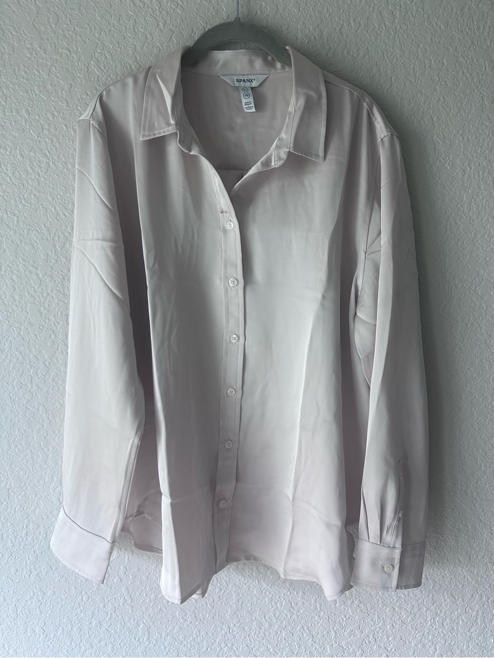SPANX Tan Button Down Blouse Long Sleeve Shirt XL NWOT